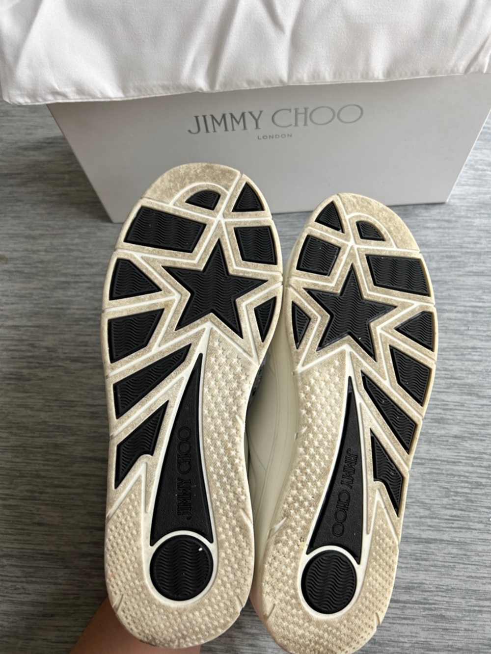 Jimmy Choo White Platform Logo-Print Lace Sneakers - Picture 7 of 10